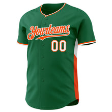 Загрузить изображение в средство просмотра галереи, Custom Kelly Green Orange-White Classic Color Block Side Panel Stripe Authentic Baseball Jersey
