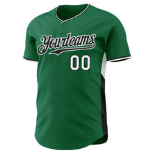 Laden Sie das Bild in den Galerie-Viewer, Custom Kelly Green Black-White Classic Color Block Side Panel Stripe Authentic Baseball Jersey
