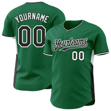 Laden Sie das Bild in den Galerie-Viewer, Custom Kelly Green Black-White Classic Color Block Side Panel Stripe Authentic Baseball Jersey
