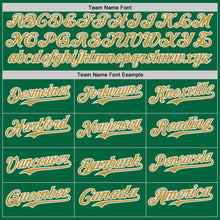 Charger l'image dans la galerie, Custom Kelly Green Old Gold-White Classic Color Block Side Panel Stripe Authentic Baseball Jersey
