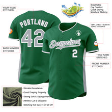 Laden Sie das Bild in den Galerie-Viewer, Custom Kelly Green Gray-White Classic Color Block Side Panel Stripe Authentic Baseball Jersey
