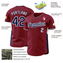 Load image into Gallery viewer, Custom Crimson Navy-White Classic Color Block Side Panel Stripe Authentic Baseball Jersey
