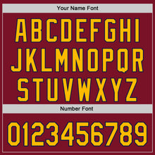 Load image into Gallery viewer, Custom Crimson Gold-Navy Classic Color Block Side Panel Stripe Authentic Baseball Jersey
