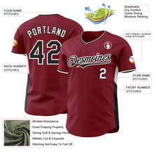 Laden Sie das Bild in den Galerie-Viewer, Custom Crimson Black-White Classic Color Block Side Panel Stripe Authentic Baseball Jersey
