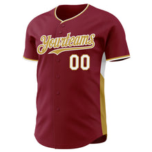 Laden Sie das Bild in den Galerie-Viewer, Custom Crimson Old Gold-White Classic Color Block Side Panel Stripe Authentic Baseball Jersey
