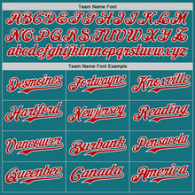 Laden Sie das Bild in den Galerie-Viewer, Custom Teal Red-White Classic Color Block Side Panel Stripe Authentic Baseball Jersey
