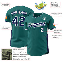 Laden Sie das Bild in den Galerie-Viewer, Custom Teal Navy-White Classic Color Block Side Panel Stripe Authentic Baseball Jersey
