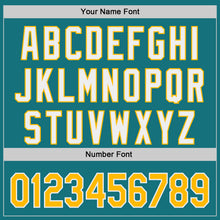 Load image into Gallery viewer, Custom Teal Gold-White Classic Color Block Side Panel Stripe Authentic Baseball Jersey
