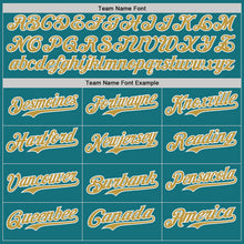 Загрузить изображение в средство просмотра галереи, Custom Teal Old Gold-White Classic Color Block Side Panel Stripe Authentic Baseball Jersey
