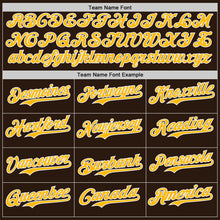 Laden Sie das Bild in den Galerie-Viewer, Custom Brown Gold-White Classic Color Block Side Panel Stripe Authentic Baseball Jersey
