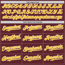 Load image into Gallery viewer, Custom Burgundy Gold-White Classic Color Block Side Panel Stripe Authentic Baseball Jersey
