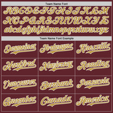 Load image into Gallery viewer, Custom Burgundy Old Gold-White Classic Color Block Side Panel Stripe Authentic Baseball Jersey
