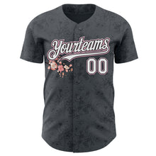 Load image into Gallery viewer, Custom Gray White Black-Light Pink Cherry Blossoms Sakura Authentic Baseball Jersey
