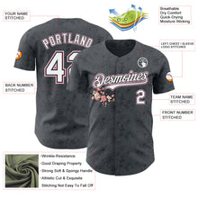 Load image into Gallery viewer, Custom Gray White Black-Light Pink Cherry Blossoms Sakura Authentic Baseball Jersey

