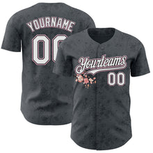 Load image into Gallery viewer, Custom Gray White Black-Light Pink Cherry Blossoms Sakura Authentic Baseball Jersey
