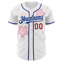 Laden Sie das Bild in den Galerie-Viewer, Custom White Red-Royal Cherry Blossoms Sakura Authentic Baseball Jersey
