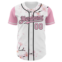 Laden Sie das Bild in den Galerie-Viewer, Custom White Light Pink-Black Cherry Blossoms Sakura Authentic Baseball Jersey

