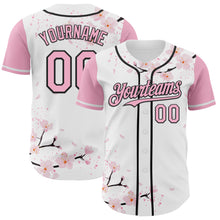 Laden Sie das Bild in den Galerie-Viewer, Custom White Light Pink-Black Cherry Blossoms Sakura Authentic Baseball Jersey
