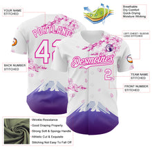 Laden Sie das Bild in den Galerie-Viewer, Custom White-Deep Pink Cherry Blossoms Sakura Mount Fuji Authentic Baseball Jersey
