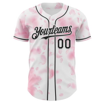 Custom White-Black Cherry Blossoms Sakura Authentic Baseball Jersey
