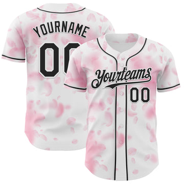 Custom White-Black Cherry Blossoms Sakura Authentic Baseball Jersey