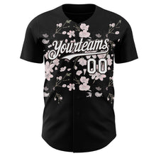 Загрузить изображение в средство просмотра галереи, Custom Black-White Cherry Blossoms Sakura Authentic Baseball Jersey
