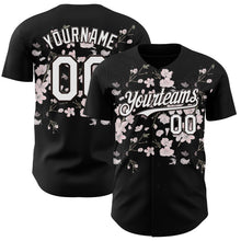 Загрузить изображение в средство просмотра галереи, Custom Black-White Cherry Blossoms Sakura Authentic Baseball Jersey
