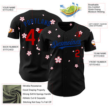 Laden Sie das Bild in den Galerie-Viewer, Custom Black Red-Royal Cherry Blossoms Sakura Authentic Baseball Jersey
