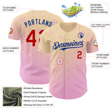 Загрузить изображение в средство просмотра галереи, Custom Cream Red Pink-Royal Cherry Blossoms Sakura Gradient Authentic Baseball Jersey
