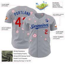 Laden Sie das Bild in den Galerie-Viewer, Custom Gray Red-Royal Cherry Blossoms Sakura Authentic Baseball Jersey
