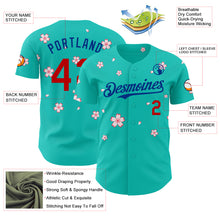 Charger l'image dans la galerie, Custom Aqua Red-Royal Cherry Blossoms Sakura Authentic Baseball Jersey
