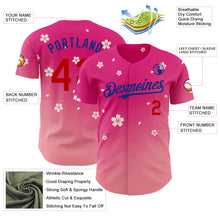 Laden Sie das Bild in den Galerie-Viewer, Custom Pink Red-Royal Cherry Blossoms Sakura Gradient Authentic Baseball Jersey
