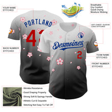 Charger l'image dans la galerie, Custom White Red Black-Royal Cherry Blossoms Sakura Gradient Authentic Baseball Jersey
