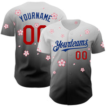 Charger l'image dans la galerie, Custom White Red Black-Royal Cherry Blossoms Sakura Gradient Authentic Baseball Jersey
