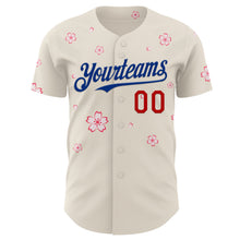 Load image into Gallery viewer, Custom Cream Red-Royal Cherry Blossoms Sakura Authentic Baseball Jersey
