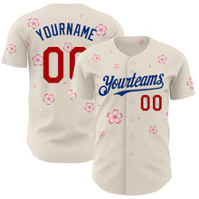 Load image into Gallery viewer, Custom Cream Red-Royal Cherry Blossoms Sakura Authentic Baseball Jersey
