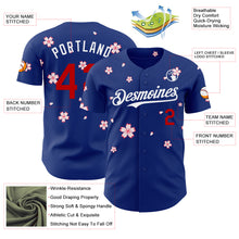 Загрузить изображение в средство просмотра галереи, Custom Royal Red-White Cherry Blossoms Sakura Authentic Baseball Jersey
