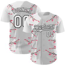 Laden Sie das Bild in den Galerie-Viewer, Custom White Gray-Black Cherry Blossoms Sakura Authentic Baseball Jersey
