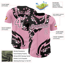Загрузить изображение в средство просмотра галереи, Custom Light Pink Black-White Cherry Blossoms Sakura Authentic Baseball Jersey
