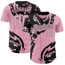 Загрузить изображение в средство просмотра галереи, Custom Light Pink Black-White Cherry Blossoms Sakura Authentic Baseball Jersey
