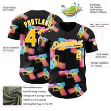 Charger l'image dans la galerie, Custom Black Gold-White Colorful Firepower 3D Pattern Design Authentic Baseball Jersey
