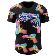 Charger l'image dans la galerie, Custom Black Royal-White Colorful Firepower 3D Pattern Design Authentic Baseball Jersey
