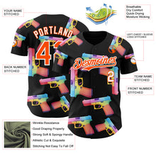 Charger l'image dans la galerie, Custom Black Orange-White Colorful Firepower 3D Pattern Design Authentic Baseball Jersey
