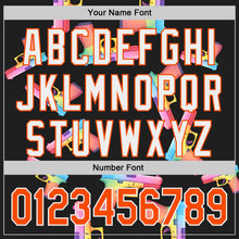 Charger l'image dans la galerie, Custom Black Orange-White Colorful Firepower 3D Pattern Design Authentic Baseball Jersey
