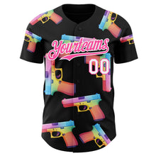 Charger l'image dans la galerie, Custom Black Pink-White Colorful Firepower 3D Pattern Design Authentic Baseball Jersey
