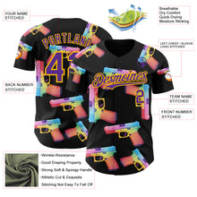 Charger l'image dans la galerie, Custom Black Purple-Gold Colorful Firepower 3D Pattern Design Authentic Baseball Jersey

