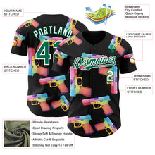Charger l'image dans la galerie, Custom Black Kelly Green-White Colorful Firepower 3D Pattern Design Authentic Baseball Jersey
