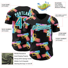 Charger l'image dans la galerie, Custom Black Teal-White Colorful Firepower 3D Pattern Design Authentic Baseball Jersey
