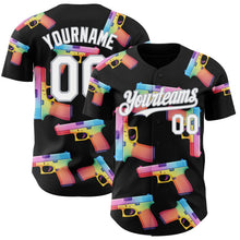 Charger l'image dans la galerie, Custom Black White-Gray Colorful Firepower 3D Pattern Design Authentic Baseball Jersey
