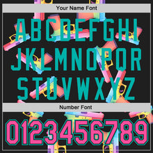 Charger l'image dans la galerie, Custom Black Pink-Aqua Colorful Firepower 3D Pattern Design Authentic Baseball Jersey
